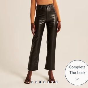 Abercrombie & Fitch High Rise Straight Leg Ankle Leather Pants